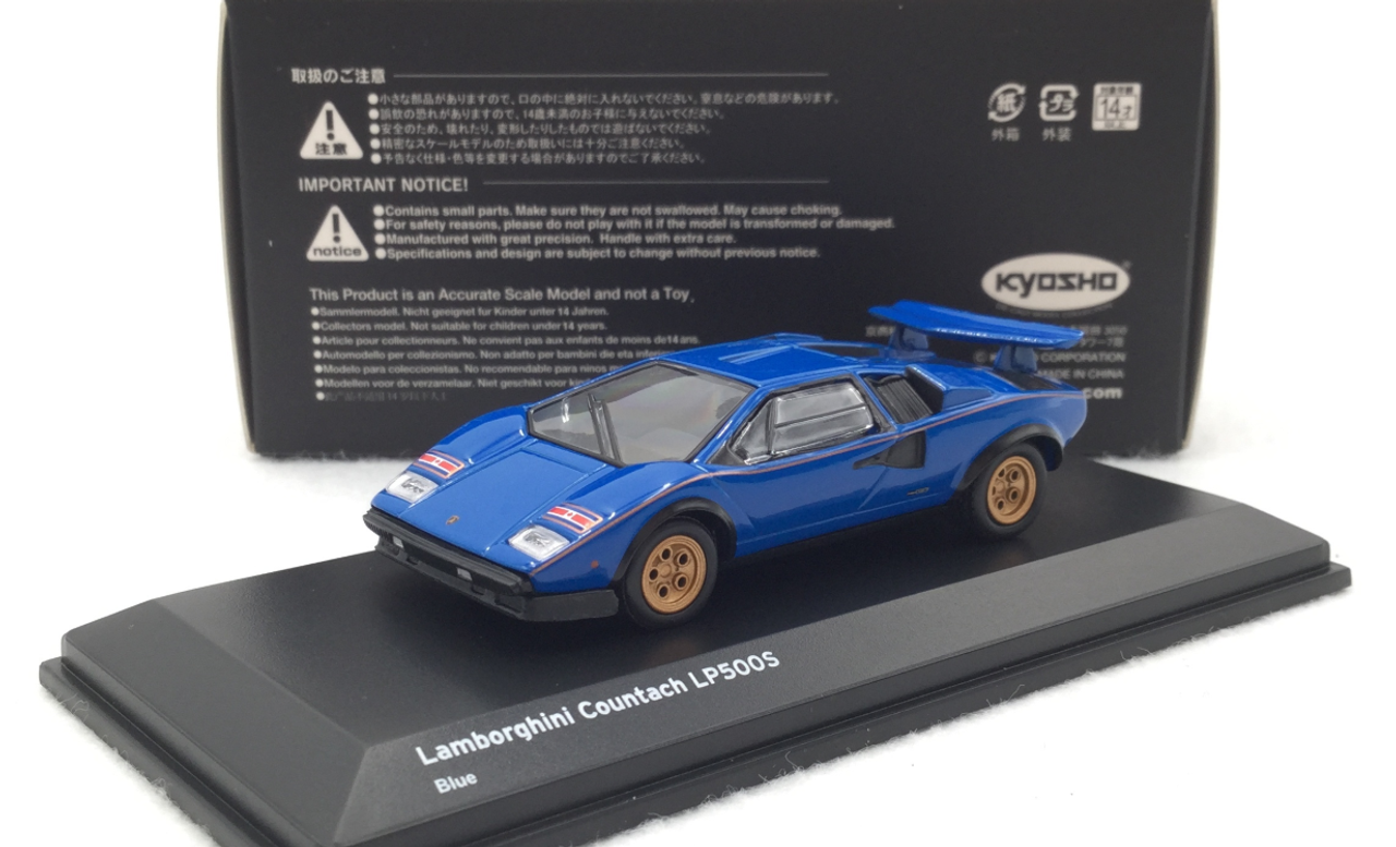 1/64 Kyosho Lamborghini Countach LP500S (Blue) Diecast Car Model