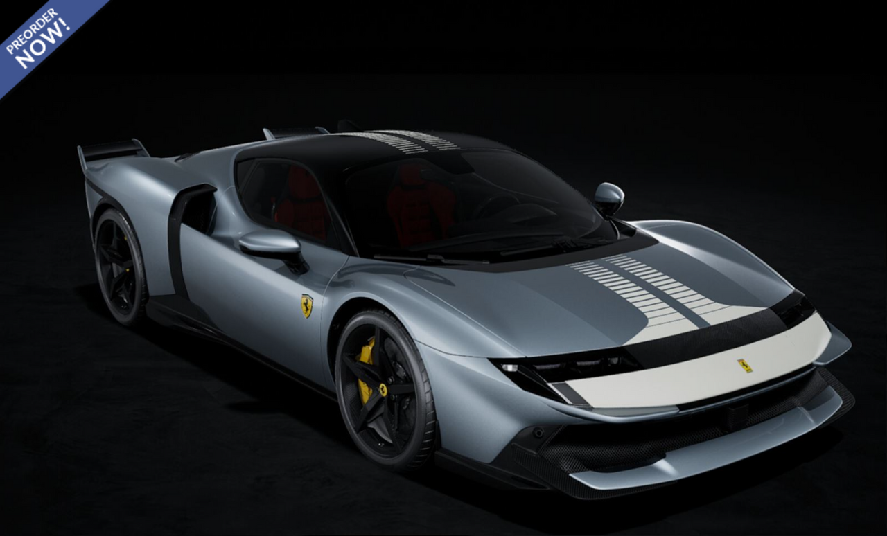 1/43 BBR Ferrari 849 Testarossa Assetto Fiorano (Matte Titanium Grey & White Stripe Press Version) Car Model