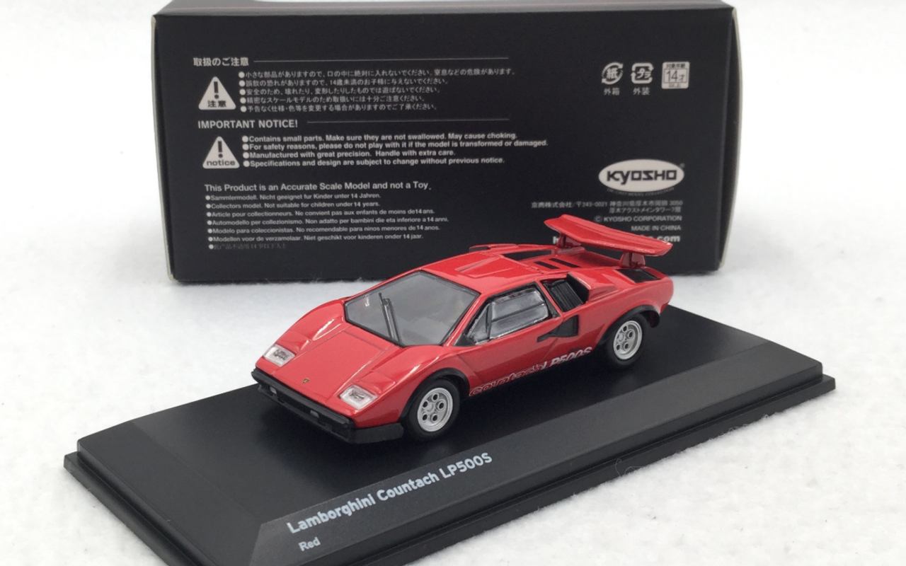 京商ミニッツ Lamborghini Countach LP500S(レッド) 1/64 Kyosho Lamborghini Countach LP500S (Red) Diecast Car