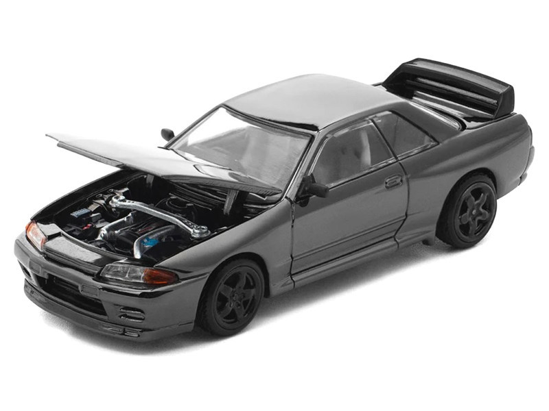 1/64 Poprace Nissan Skyline GT-R GTR R32 (Dark Chrome Black) Diecast Car Model