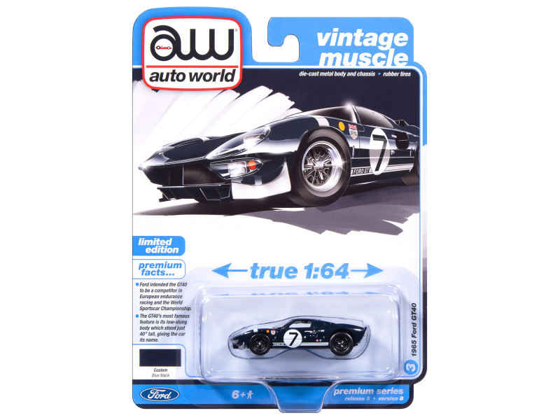 1/64 Auto World 1965 Ford GT 40 #7 (Blue) Diecast Car Model