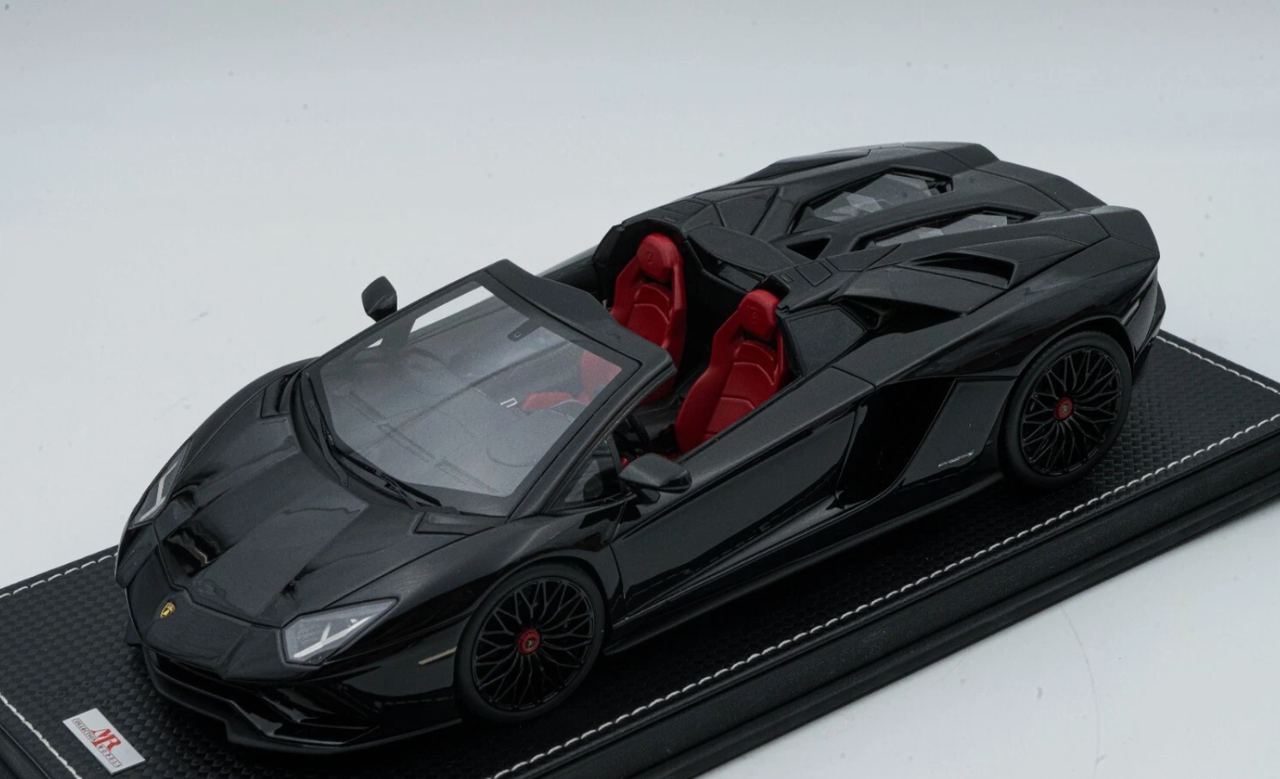 1/18 MR Collection Lamborghini Aventador S Roadster (Black with Red Seats) Resin Car Model