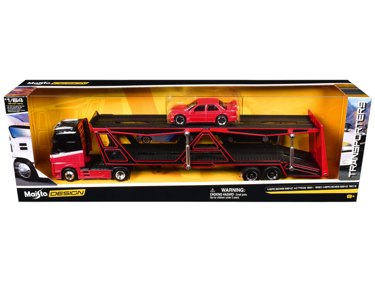 1/64 Maisto Mercedes-Benz Actros Trailer & 1990 Mercedes-Benz 190E (Red) Diecast Car Models 1/64 Maisto Mercedes-Benz Actros Trailer & 1990 Mercedes-Benz 190E (Red) Diecast Car Models