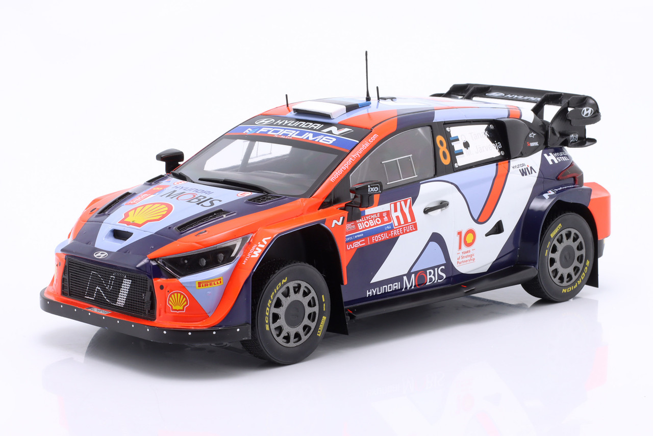 1/18 Ixo 2024 Hyundai i20 N Rally1 Hybrid #8 3rd Rallye Chile Hyundai Shell Mobis WRT Ott Tänak, Martin Järveoja Diecast Car Model