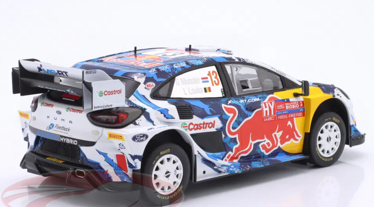 1/18 Ixo 2024 Ford Puma Rally1 Hybrid #13 7th Rallye Chile M-Sport Ford WRT Grégoire Munster, Louis Louka Diecast Car Model