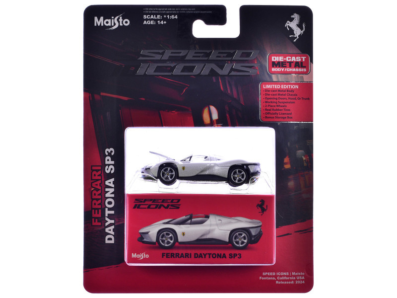 1/64 Maisto Speed Icons Ferrari Daytona SP3 (White) Diecast Car