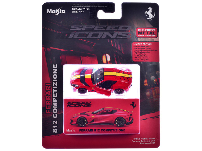1/64 Maisto Speed Icons Ferrari 812 Competizione (Red with Yellow