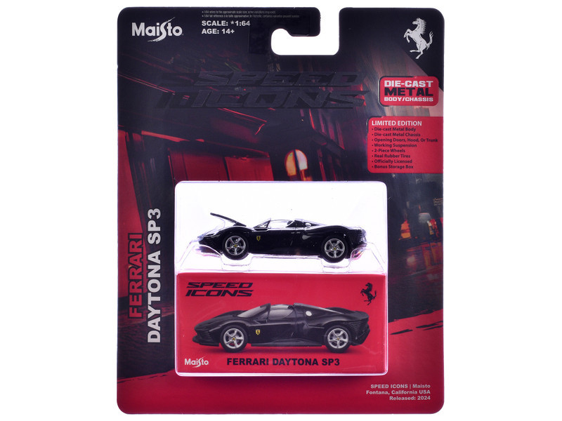 1/64 Maisto Speed Icons Ferrari Daytona SP3 (Black) Diecast Car Model