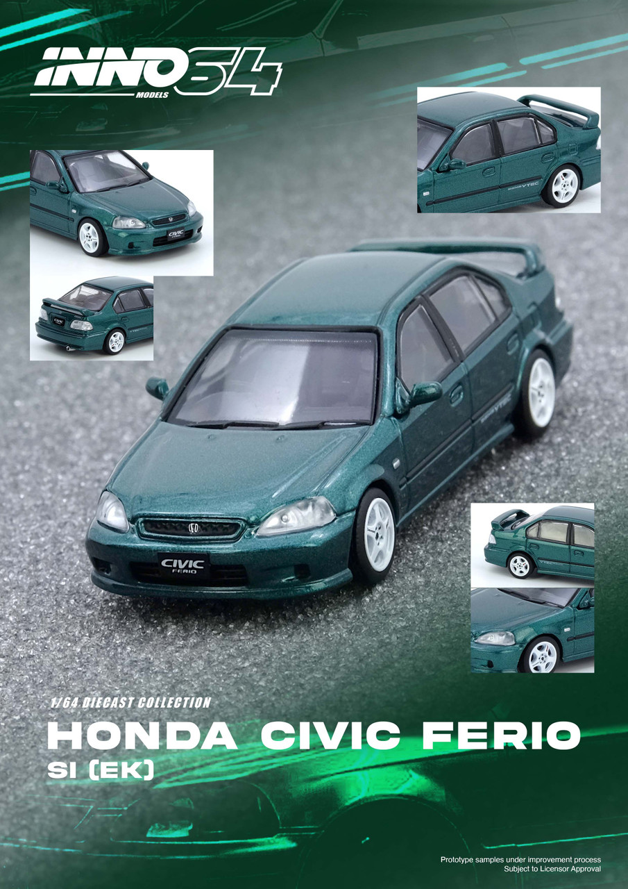 Inno Honda Civic Ferio （ek3） 1/64 Inno Honda Civic Ferio Si (EK) (Green) Car Model