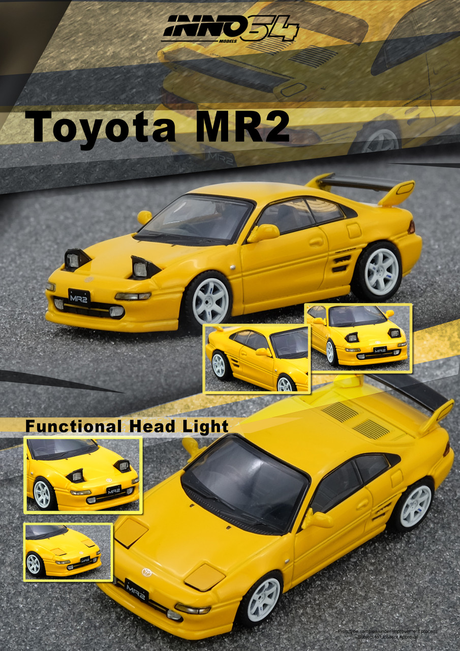 1/64 Inno Toyota MR2 (SW20) (Yellow) Car Model - LIVECARMODEL.com