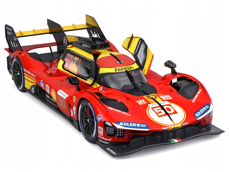 1/18 BBurago 2024 Ferrari 499P Dirty Version #50 Winner 24h LeMans Ferrari - AF Corse Antonio Fuoco, Miguel Molina, Nicklas Nielsen Diecast Car Model