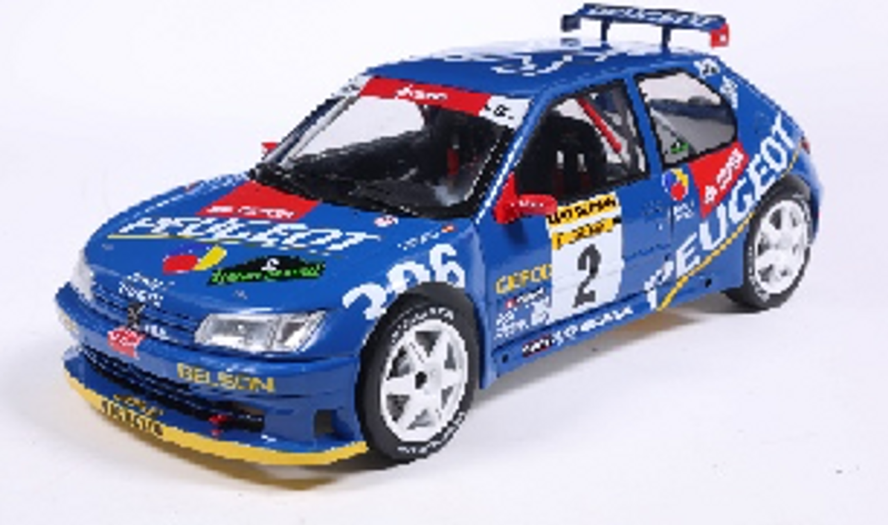 1/18 Solido 1997 Peugeot 306 Maxi Blue #2 J.Ascona, J.Billmaier Rally De Aviles Diecast Car Model