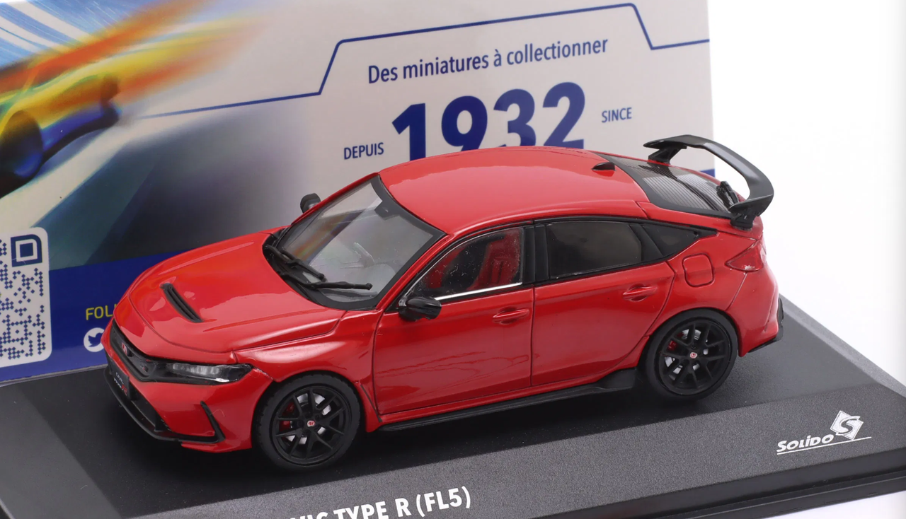 1/43 Solido 2022 Honda Civic Type R Rallye Red Diecast Car Model