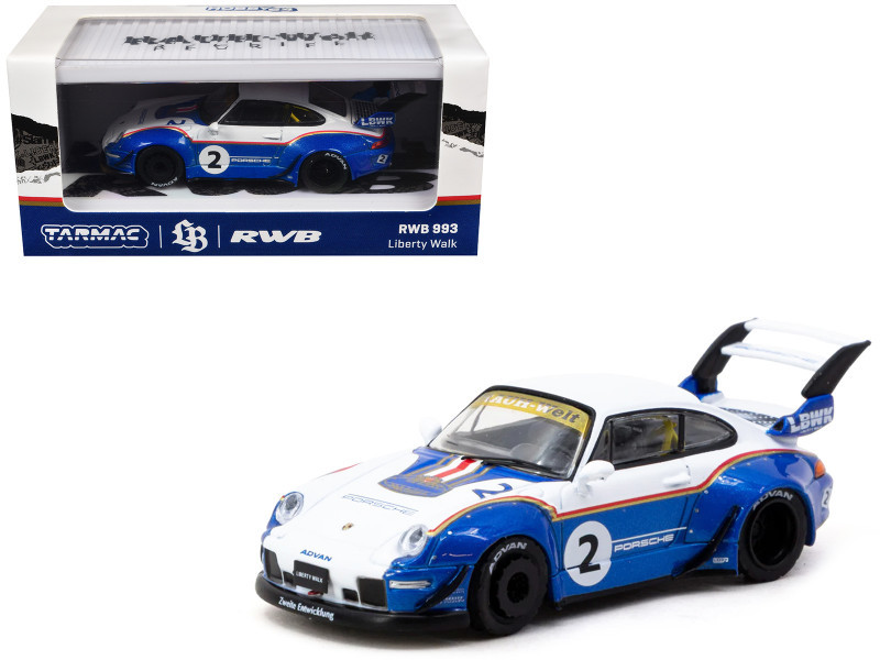 1/64 Tarmac Works Porsche 911 RWB 993 Liberty Walk #2 with Container & Decal Diecast Car Model