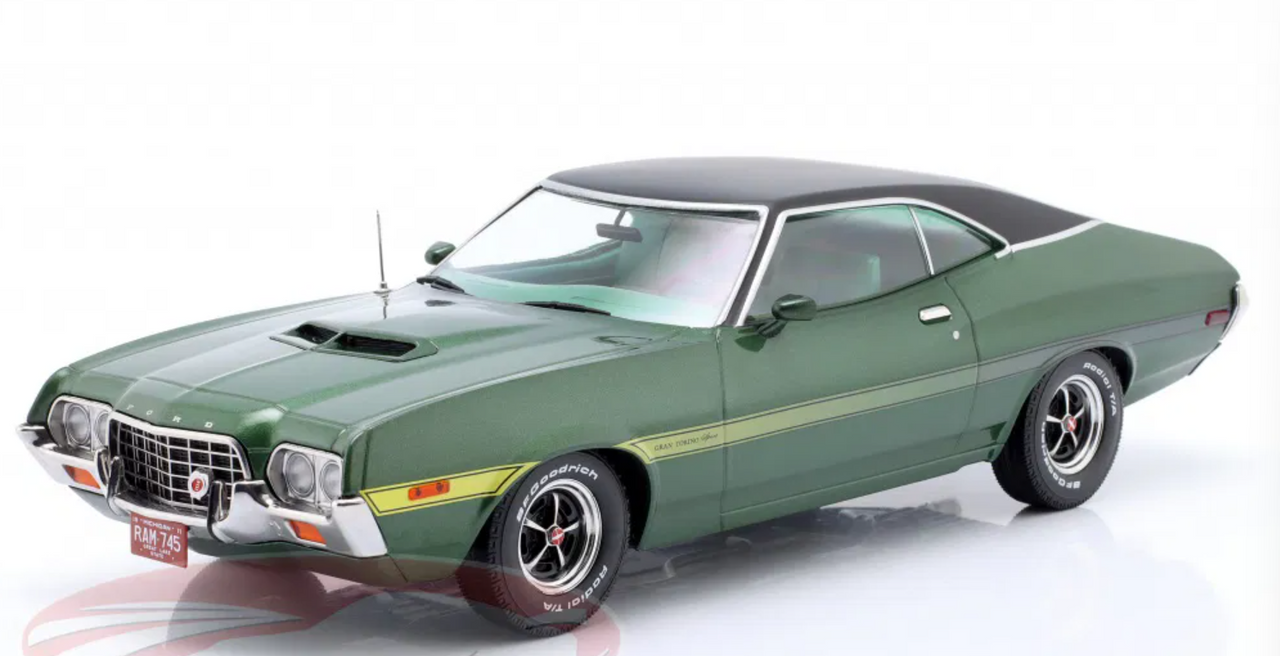 1/18 Ixo 1972 Ford Gran Torino Sport Film Gran Torino (2008) (Green Metallic) Diecast Car Model