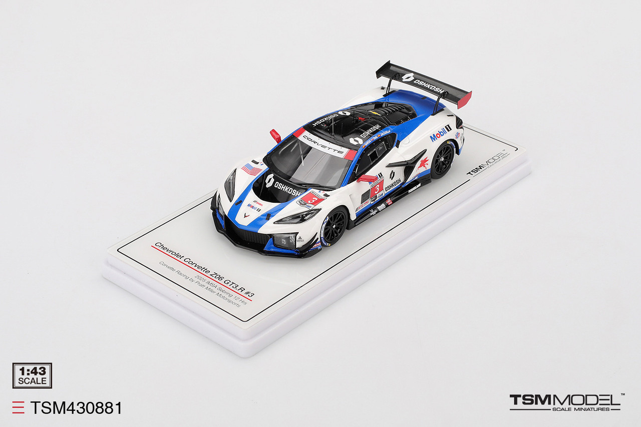 1/43 TSM 2025 Chevrolet Corvette Z06 GT3.R #3 Corvette Racing by Pratt Miller Motorsports 2025 IMSA Sebring 12 Hrs Car Model