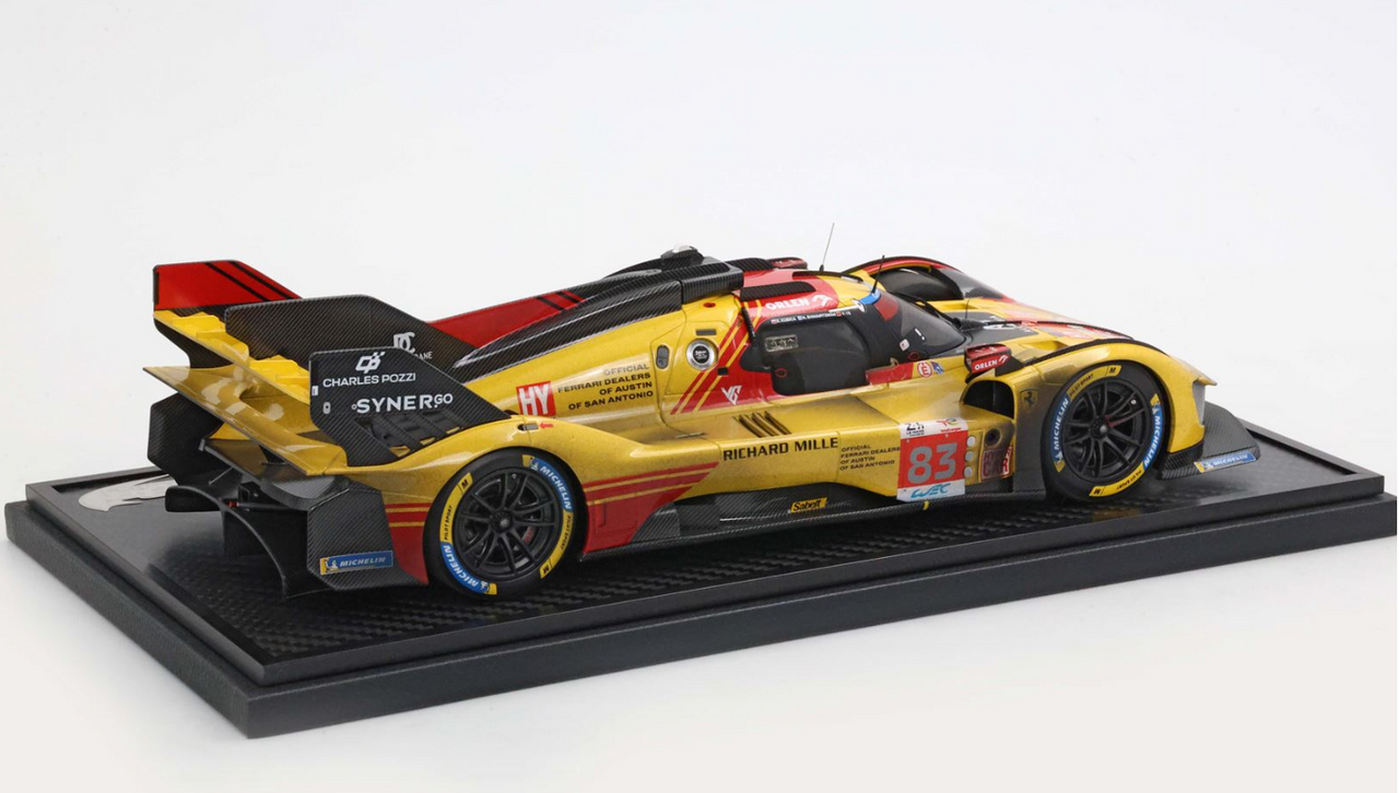 1/18 BBR 2024 Ferrari 499P #83 Le Mans Kubica, Yifei, Shwartzman Car Model Dirty Version Limited 49 Pieces