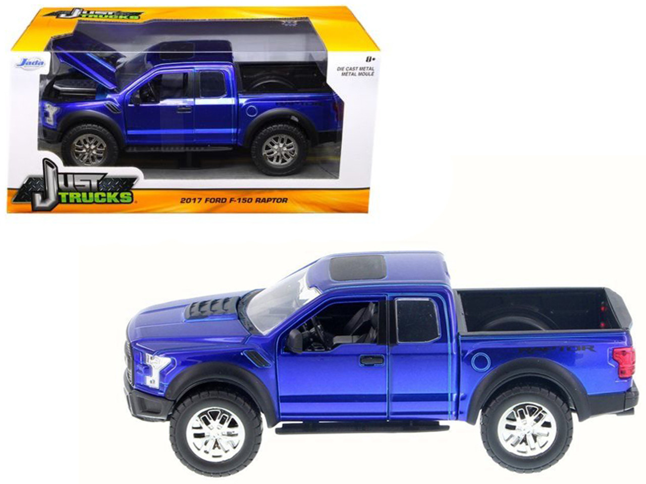 2017 Ford F-150 Raptor Pickup Truck Blue 1/24 Diecast Model Car by Jada