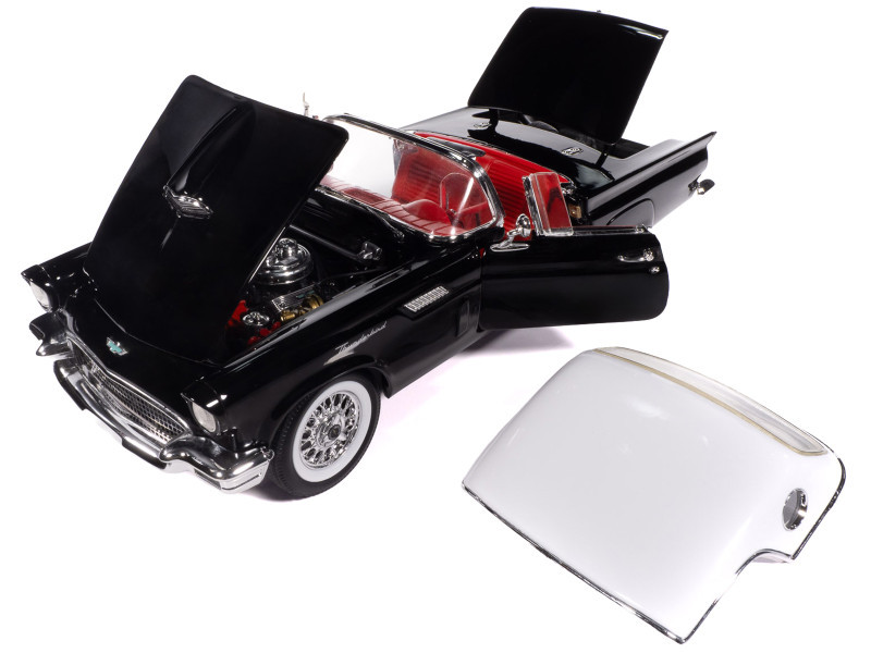 1957 Ford Thunderbird Black with White Top and Red Interior