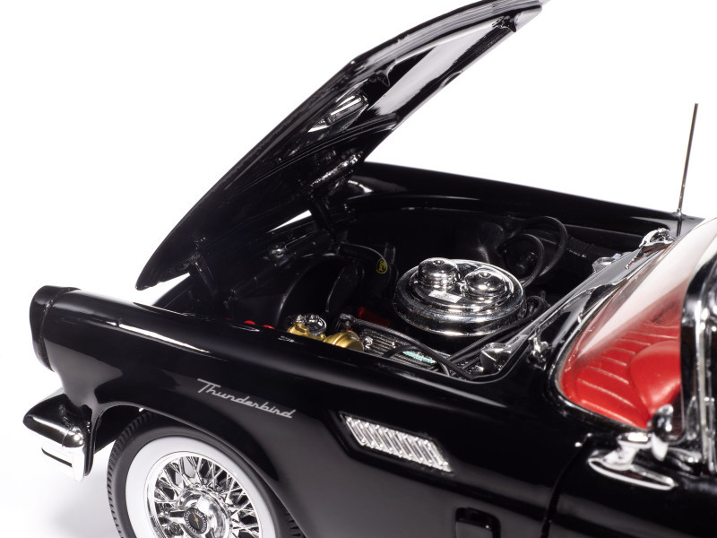 1957 Ford Thunderbird Black with White Top and Red Interior