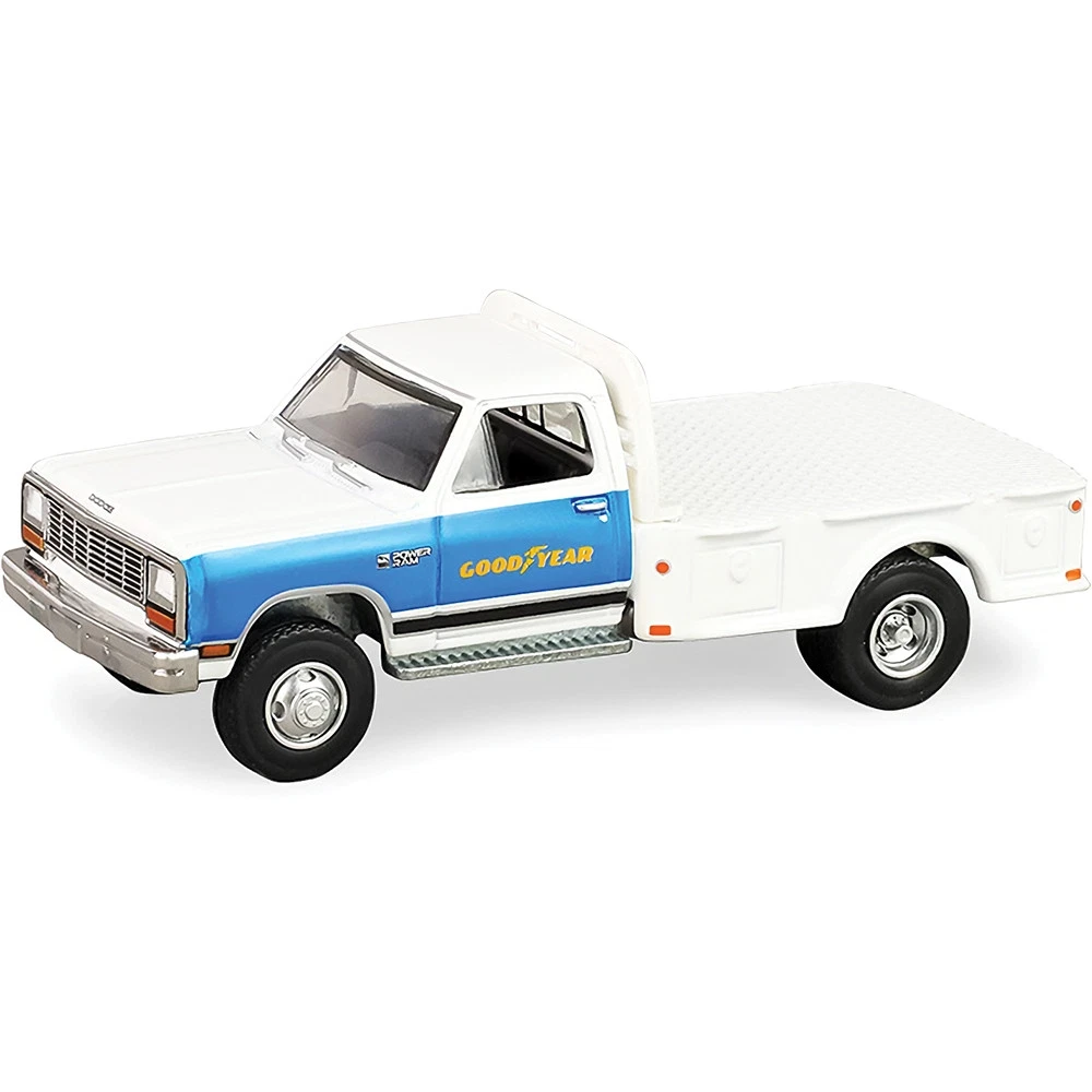 1/64 Greenlight 1981 Dodge Ram W350 Power Ram Dually Flatbed Goodyear Diecast Car Model