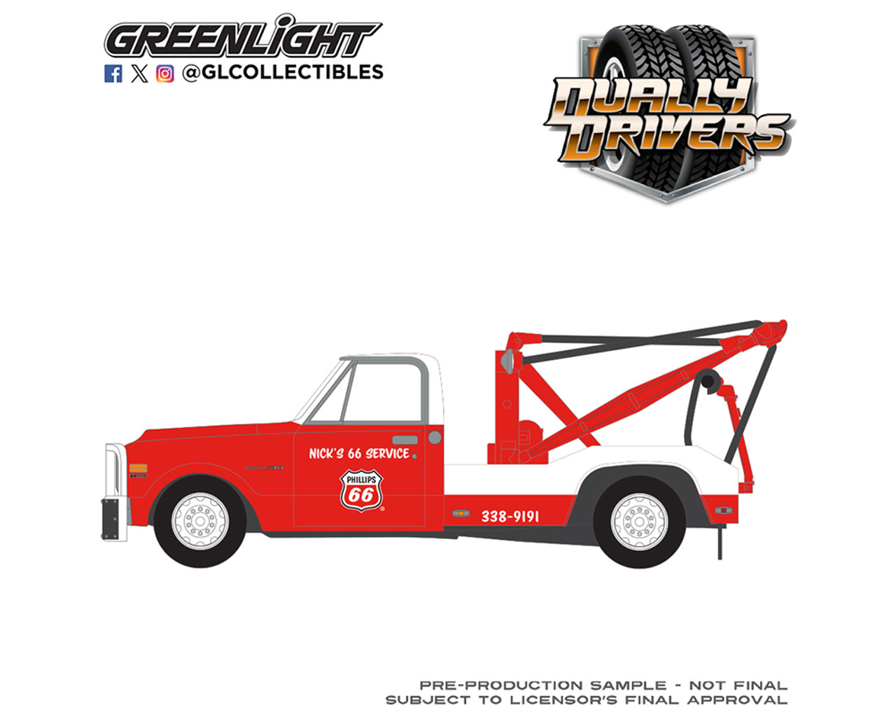 1/64 Greenlight 1971 Chevrolet C-30 Dually Wrecker Phillips 66 Solid Pack Diecast Car Model