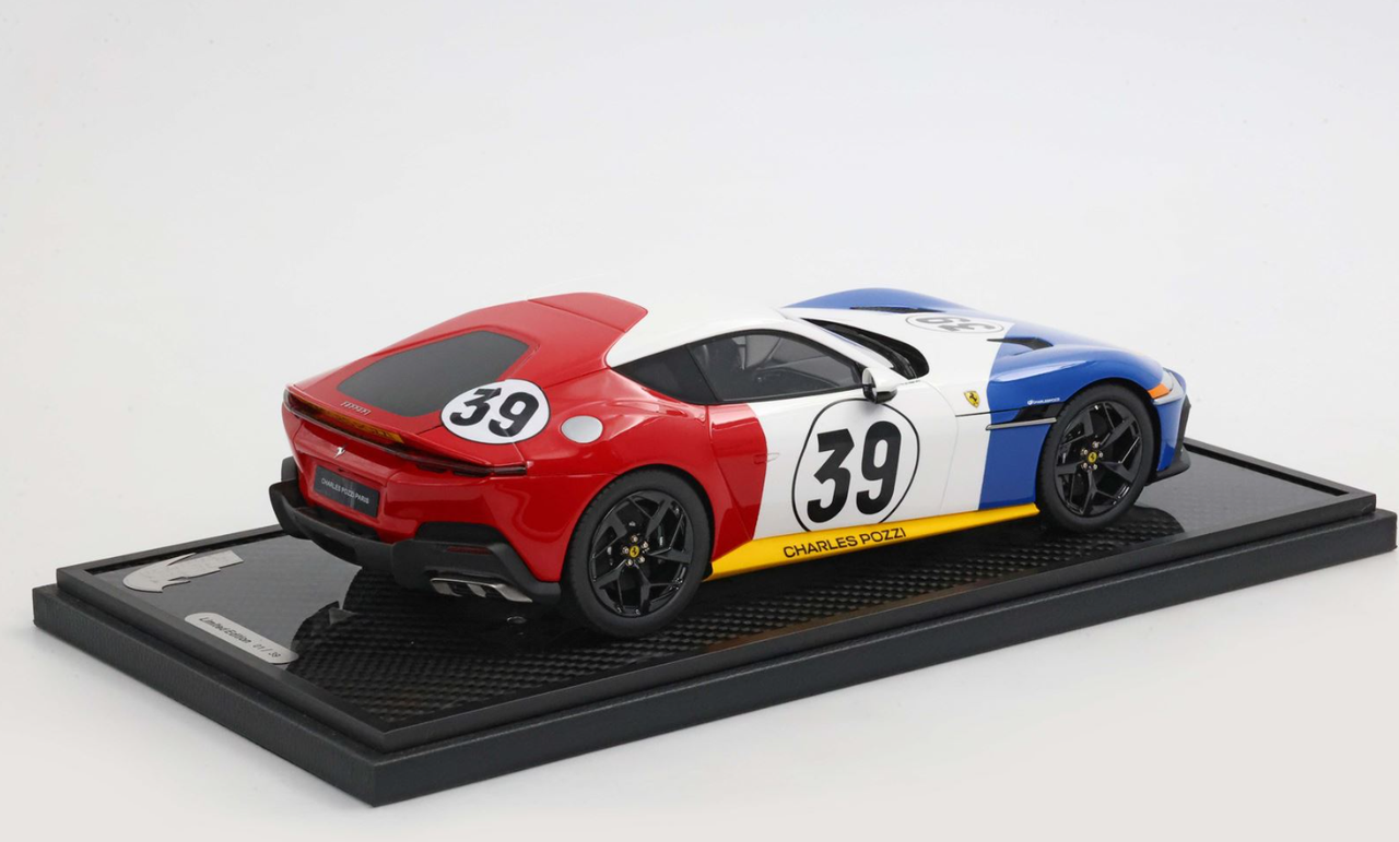 1/18 BBR Ferrari 12 Cilindri Coupe Special Tribute to Le Mans 1972 Car Model with Red Leather Case Limited 39 Pieces