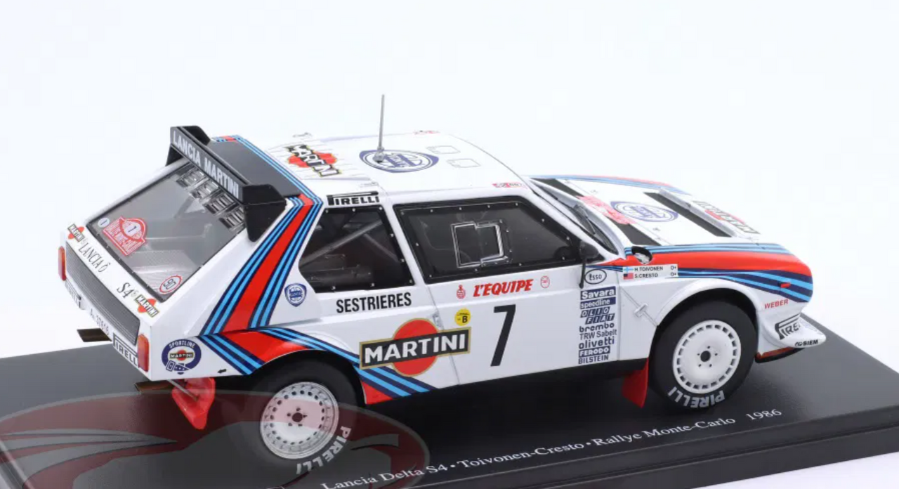 1/24 Altaya 1986 Lancia Delta S4 #7 Winner Rallye Monte Carlo Martini Lancia Henri Toivonen, Sergio Cresto Diecast Car Model