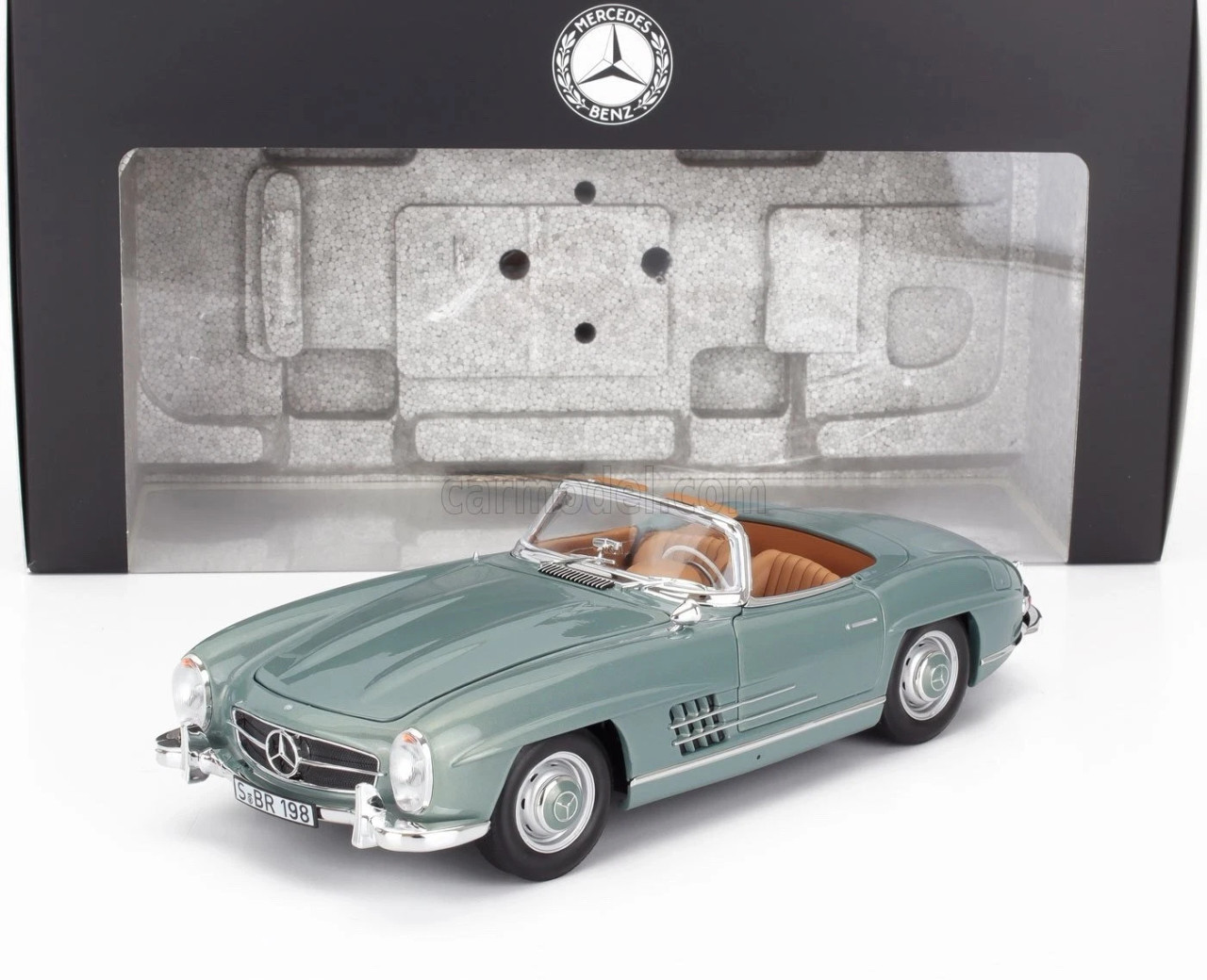 1/18 Dealer Edition 1957-1963 Mercedes-Benz 300 SL Roadster (W 198II) (Light Blue Green) Diecast Car Model