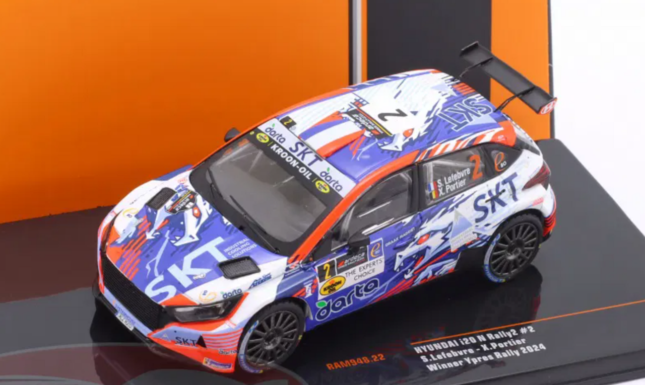 1/43 Ixo 2024 Hyundai i20 N Rally2 #2 winner rally Ypres Stéphane Lefebvre, Xavier Portier Car Models