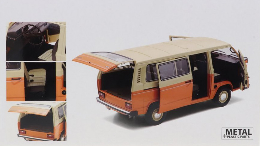 1/18 Schuco VW T3a Bus (Orange & Beige) Diecast Car Model