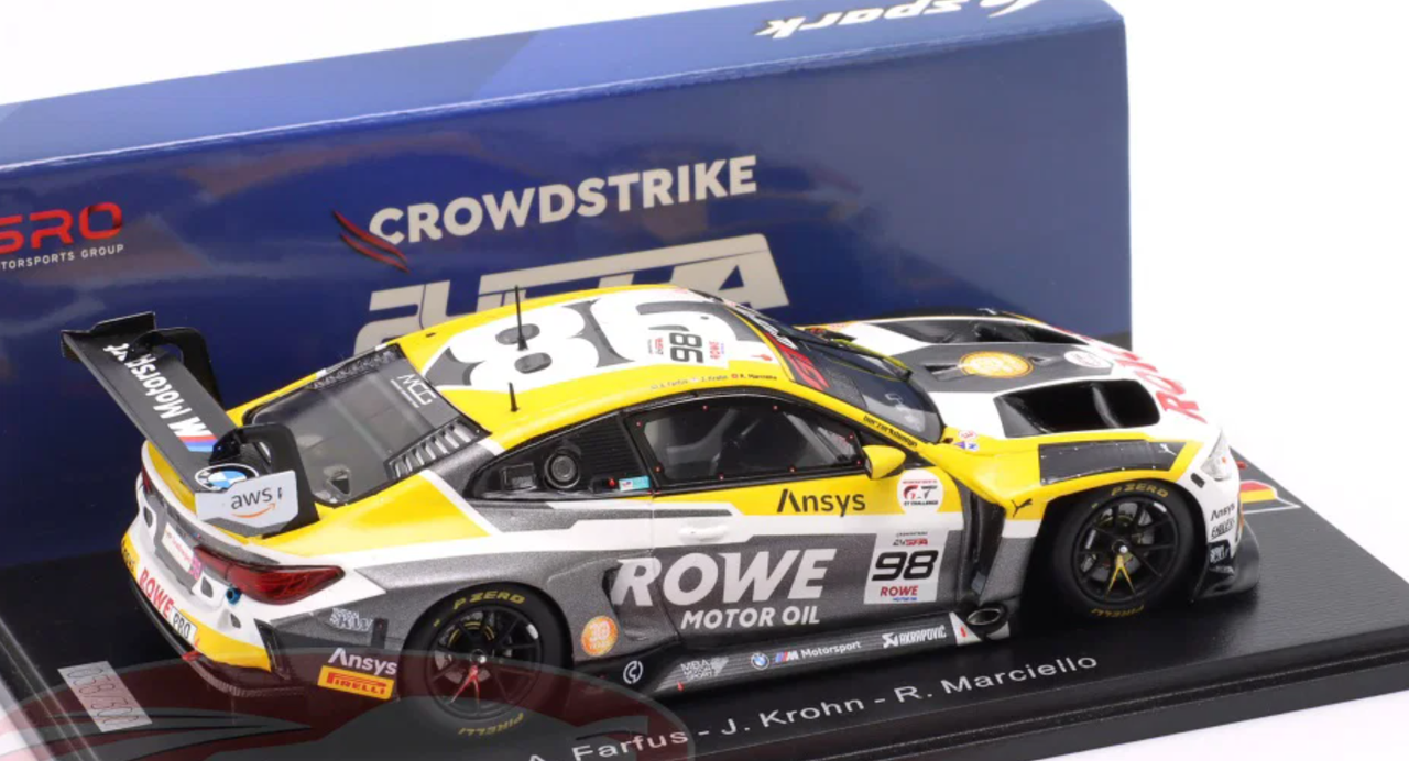 1/43 Spark BMW M4 GT3 EVO No.98 Rowe Racing  5th 24H Spa 2025  A. Farfus - J. Krohn - R. Marciello Car Model