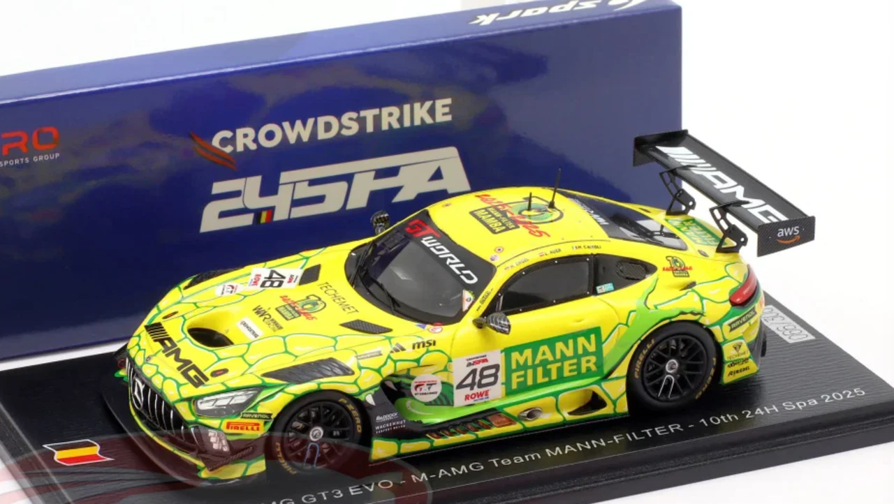 1/43 Spark Mercedes-AMG GT3 EVO No.48 M-AMG Team MANN-FILTER  10th 24H Spa 2025  M. Engel - M. Cairoli - L. Auer Car Model