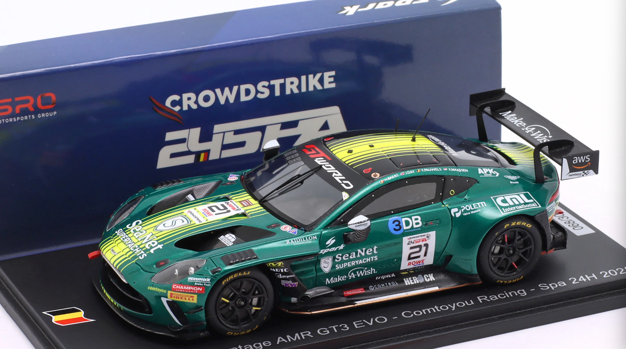 1/43 Spark Aston Martin Vantage AMR GT3 EVO No.21 Comtoyou Racing  24H Spa 2025  N. Baert - X. Maassen - K. Pauwels - J. Day Car Model