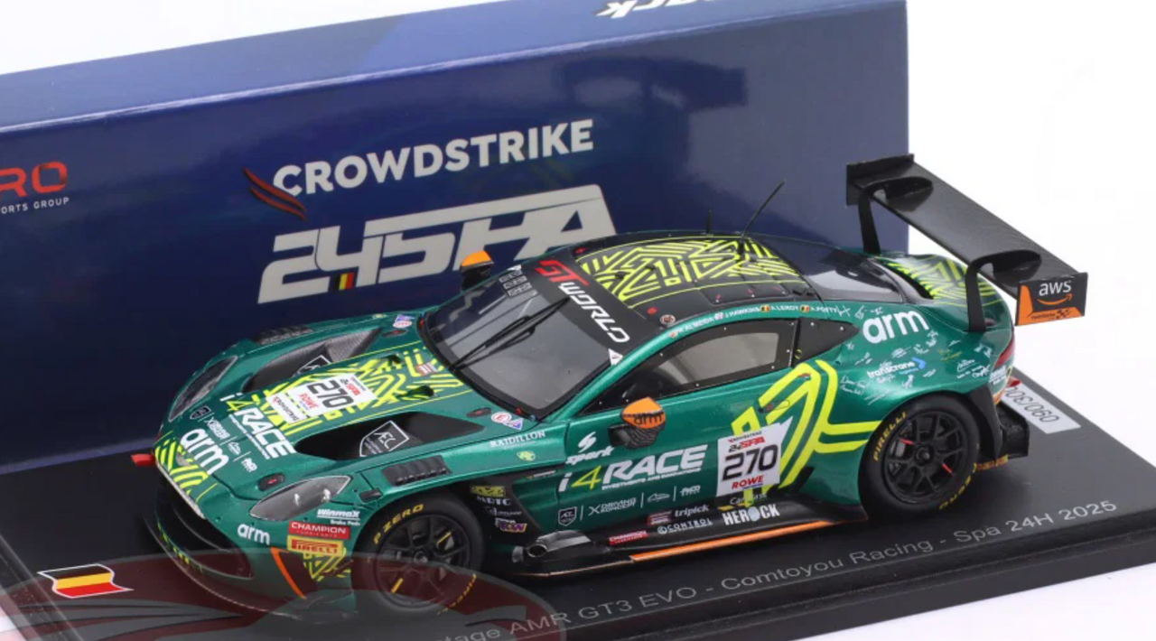 1/43 Spark Aston Martin Vantage AMR GT3 EVO No.270 Comtoyou Racing  24H Spa 2025  A. Leroy - R. Almeida - A. Potty - J. Hawkins Car Model