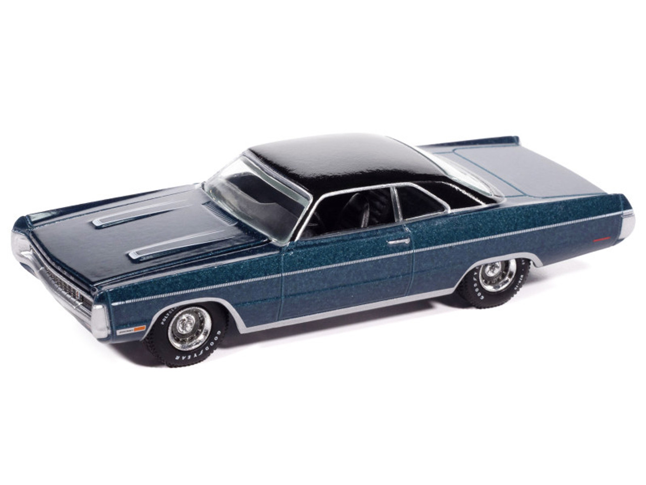 1970 Plymouth Sport Fury GT Jamaican Blue Metallic with Black Top "Vintage Muscle" Series 1/64 Diecast Model Car by Auto World