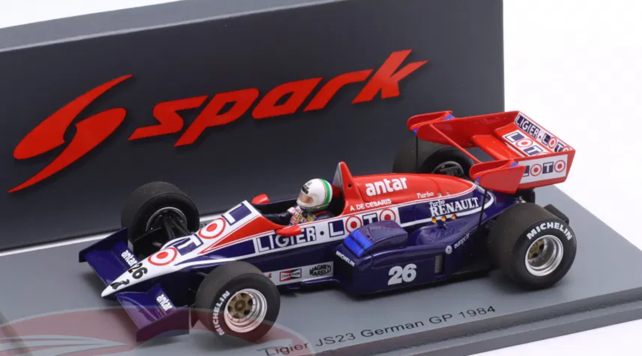 1/43 Spark Ligier JS23 No.26 German GP 1984 Andrea de Cesaris Car Model