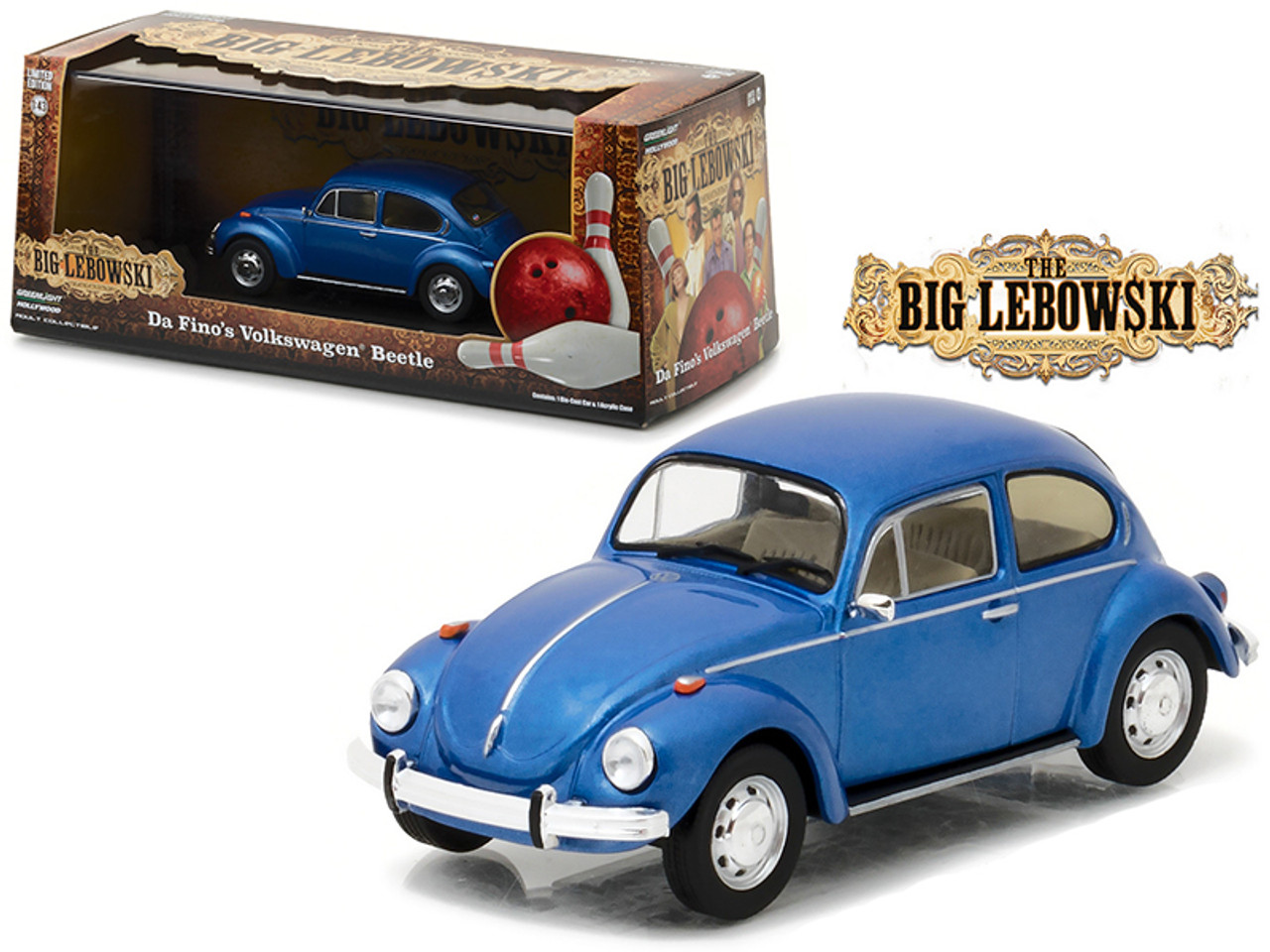 Da Fino's Volkswagen Beetle Blue "The Big Lebowski" Movie (1998) 1/43 Diecast Model Car by Greenlight