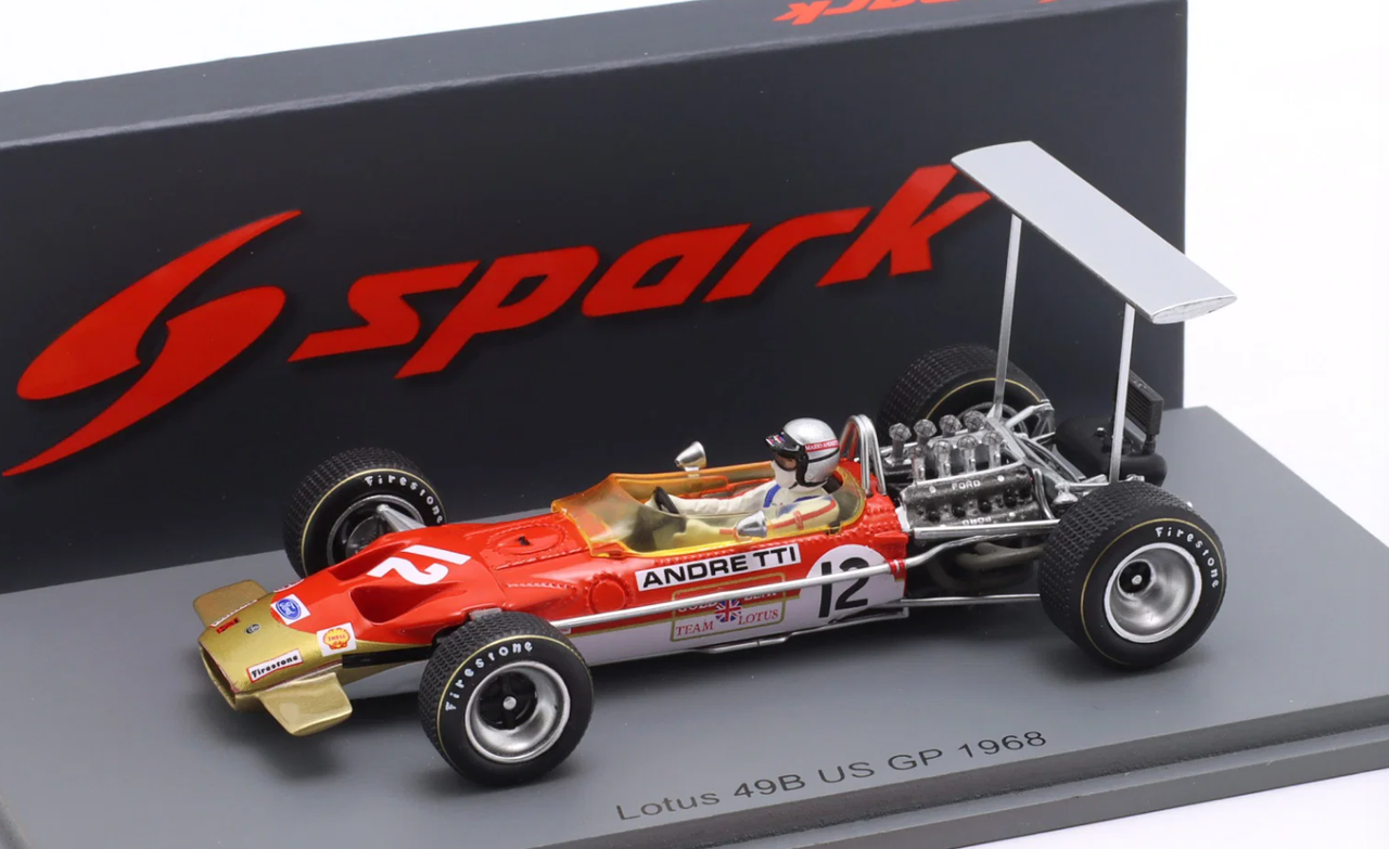 1/43 Spark Lotus 49B No.12 US GP 1968 Mario Andretti Car Model