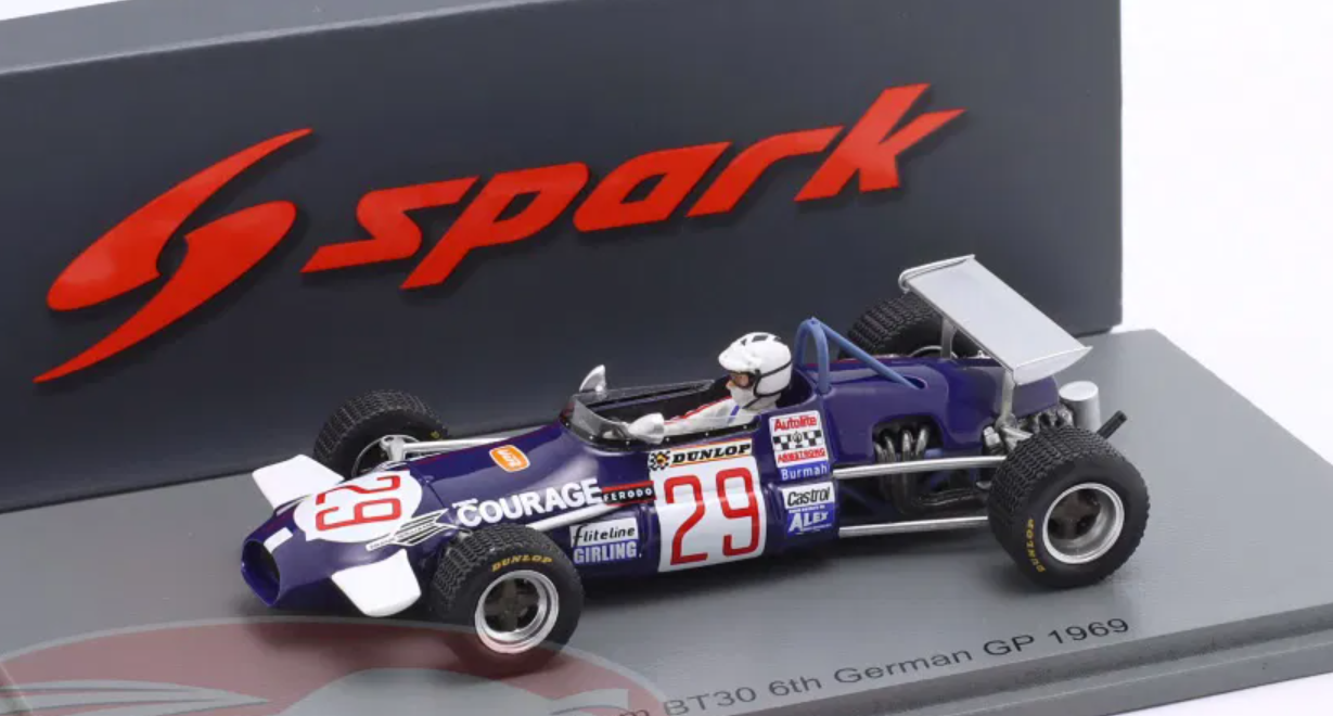 1/43 Spark Brabham BT30 No.29 6th German GP 1969 Richard Attwood Car Model