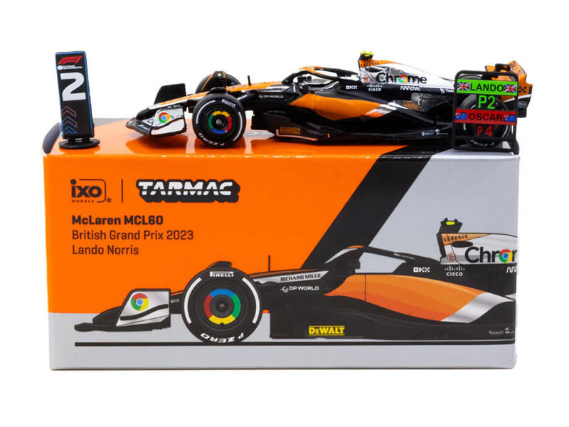 1/64 Tarmac Works 2023 Formula 1 McLaren MCL60 British Grand Prix 2nd Place #4 Lando Norris Diecast Car Model
