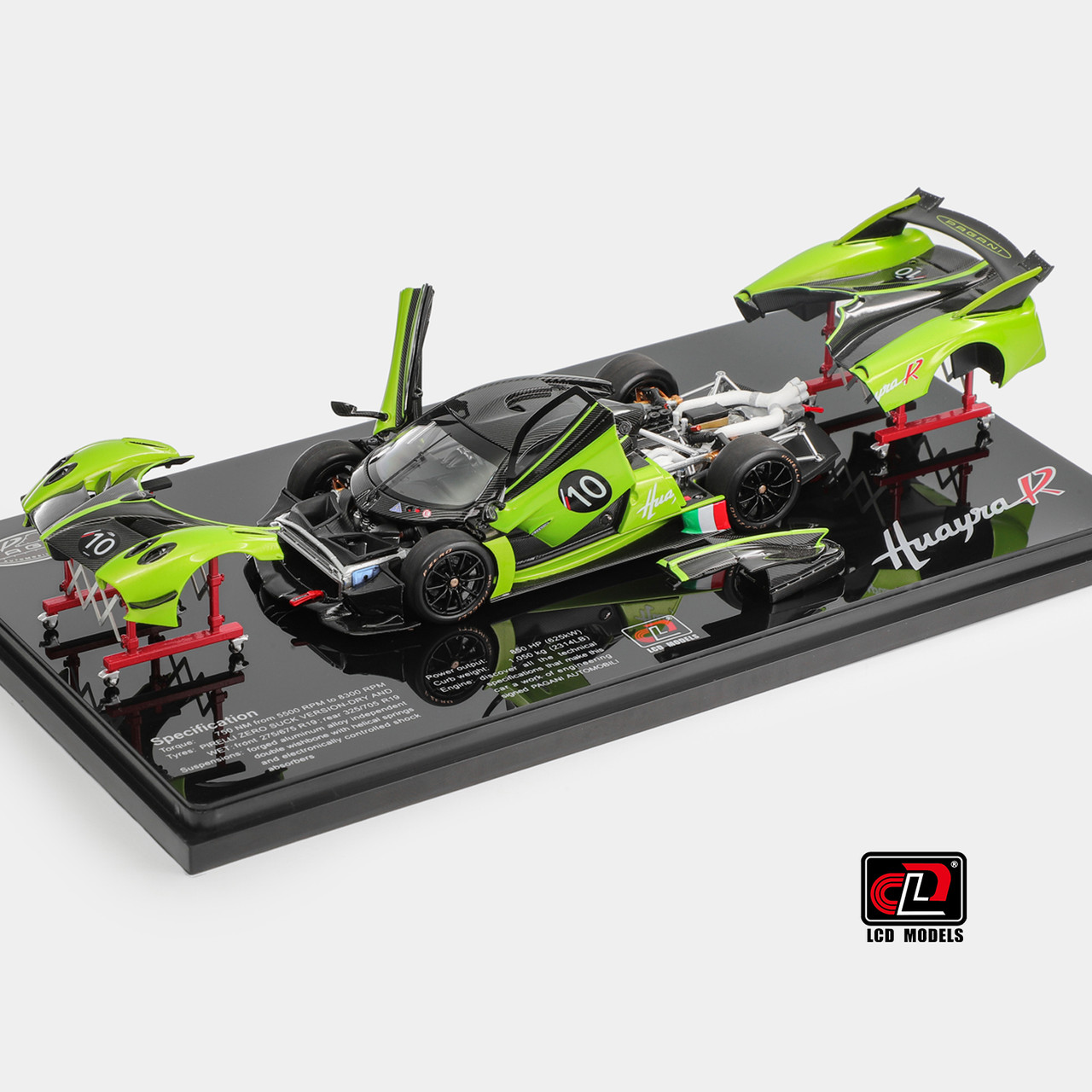 1/43 LCD Pagani Huayra R (Green) Diecast Car Model - LIVECARMODEL.com