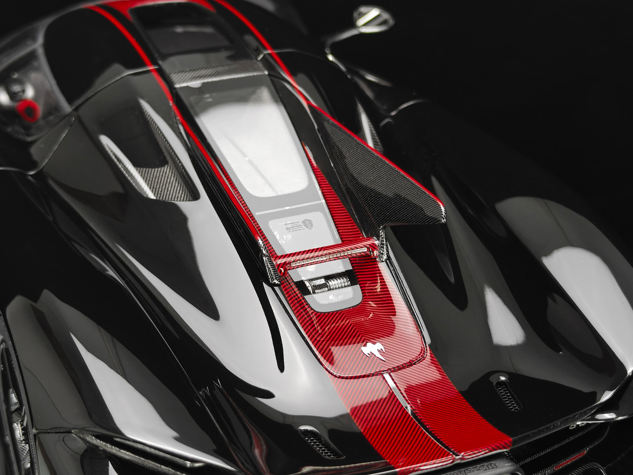 1/18 Frontiart Koenigsegg Jesko Absolut 7355 (Jet Black with Red Stripe) Car Model Limited 100 Pieces