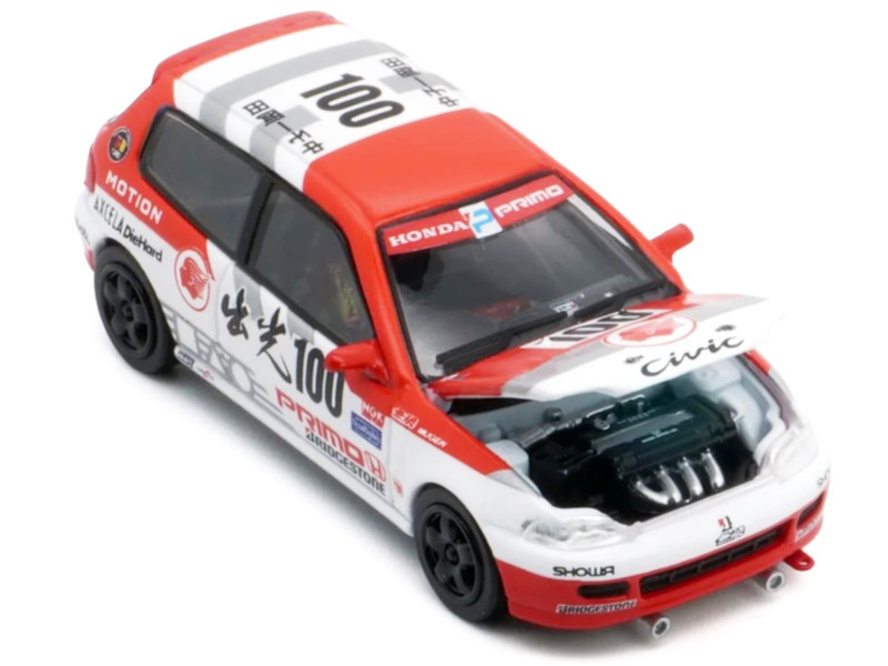 Honda Civic EG6 RHD (Right Hand Drive) #100 Osamu Nakako - Hideki Okada "Mugen Honda" "Japanese Touring Car Championship" (1993) 1/64 Diecast Model Car by BM Creations