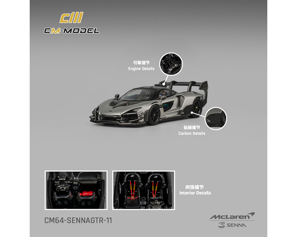 1/64 CM Model McLaren Senna GTR (Metallic Silver Grey) Diecast Car