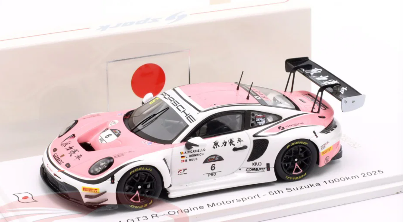 1/43 Spark Porsche 911 GT3 R No.6 Origine Motorsport  5th Suzuka 1000km 2025 L. Heinrich - A. Picariello - B. Buus Car Model