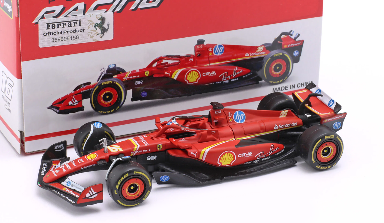 1/43 BBurago 2024 Formula 1 Charles Leclerc Ferrari SF-24 #16 Winner Monaco GP Car Model 1/43 BBurago 2024 Formula 1 Charles Leclerc Ferrari SF-24 #16 Winner Monaco GP Car Model