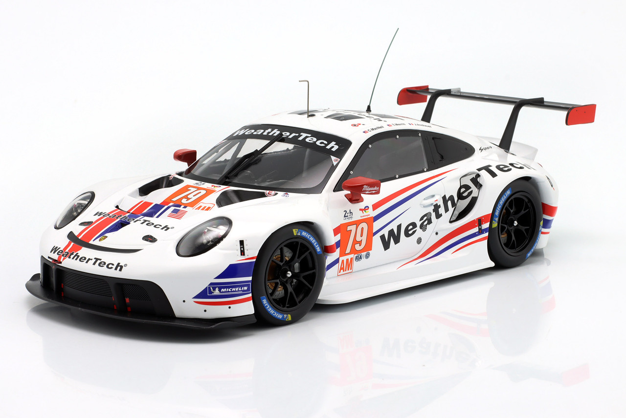 1/18 Ixo 2021 Porsche 911 RSR #79 24h LeMans WeatherTech Racing Cooper MacNeil, Earl Bamber, Laurens Vanthoor Car Model