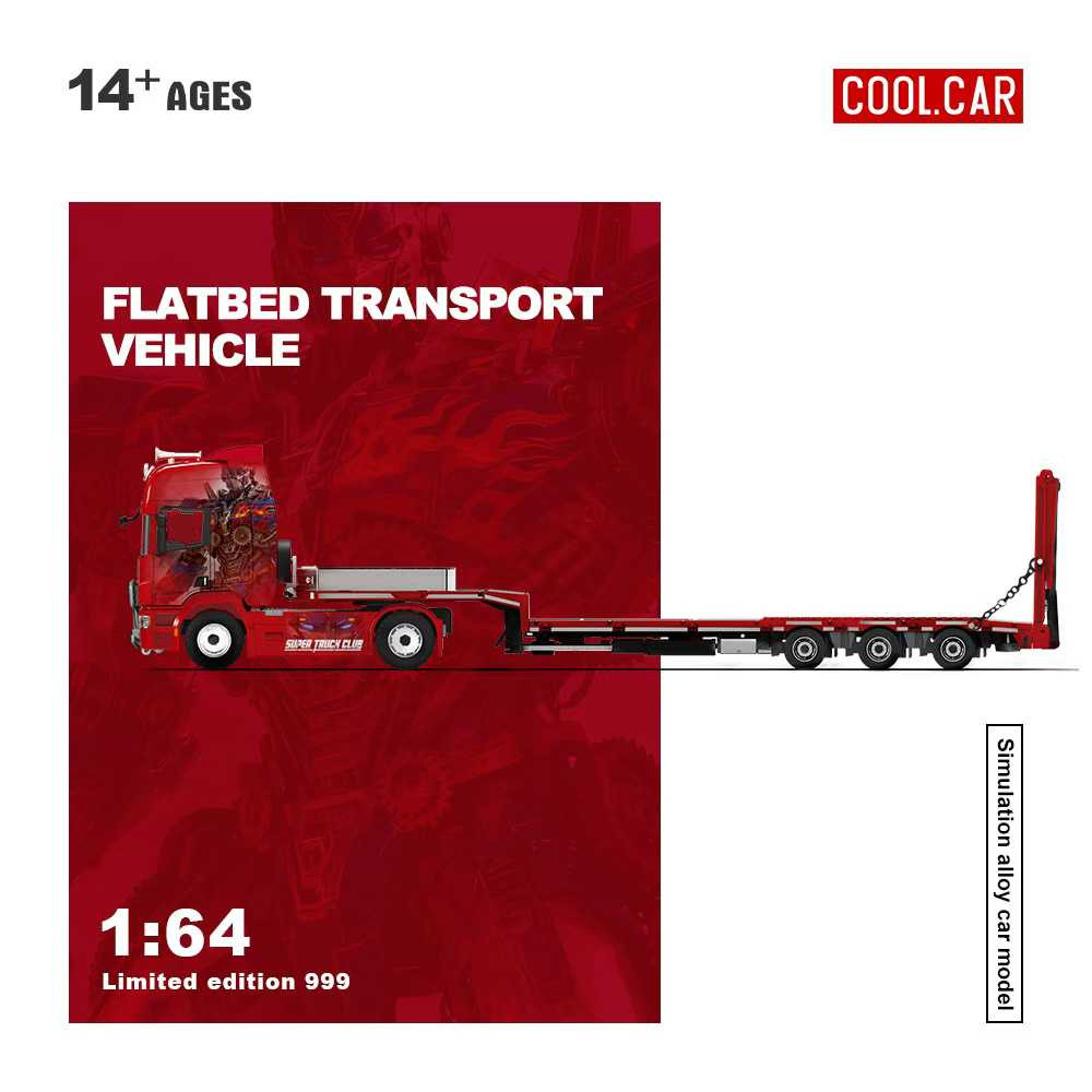 1/64 Cool Car Scania Flatbed Transporter (Red) Diecast Car Model
