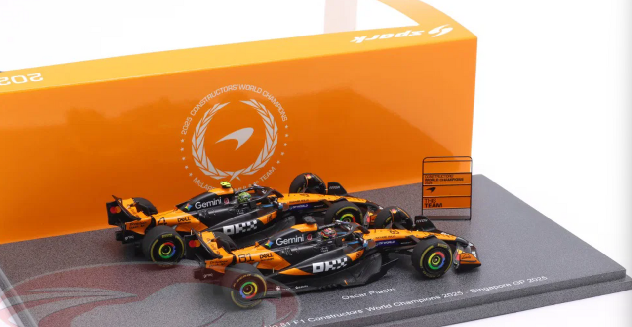 1/43 Spark 2-Car Set 2025 Formula 1 Constructor's Champion McLaren MCL39 #4 Lando Norris & #81 Oscar Piastri Car Model